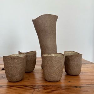Sculptural Taupe Stoneware Set